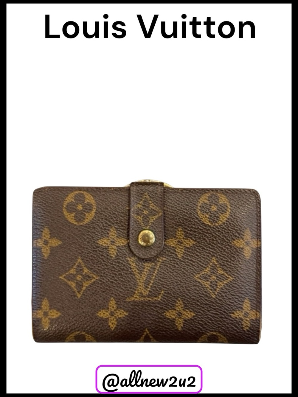 Louis Vuitton Monogram Unisex Viennois Kisslock Wallet with Box